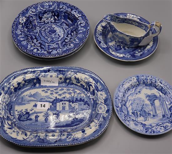 Qty 19th Century blue & white ceramics